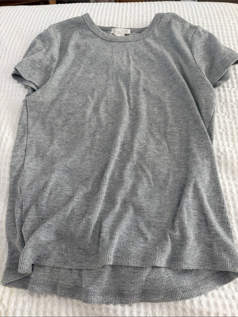 Full Tilt Gray Ribbed Short-Sleeve Tee